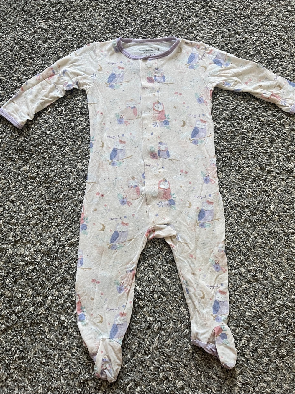 Magnetic Me Owl Print Footed Pajama - Size 3-6 months